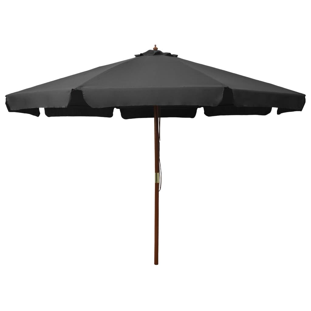 Vidaxl Sombrilla De Jardín Con Palo De Madera Gris Antracita 330 Cm_0