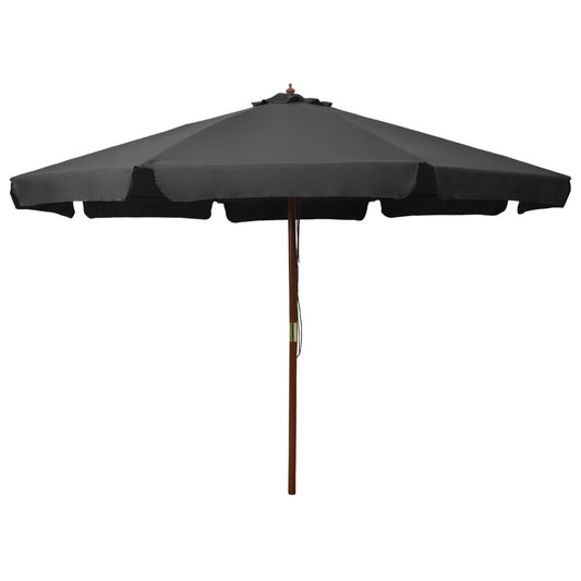 Vidaxl Sombrilla De Jardín Con Palo De Madera Gris Antracita 330 Cm_0