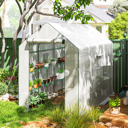 Outsunny Invernadero De Exterior Con 1 Estantes Puerta Enrollable 140x213x190 Cm_1