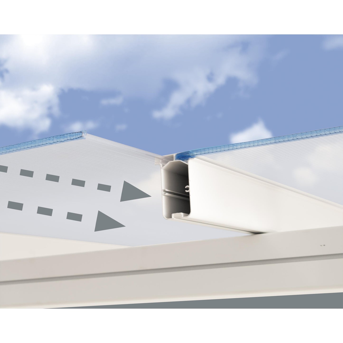 Pérgola adosada Sierra 224x670 cm blanco