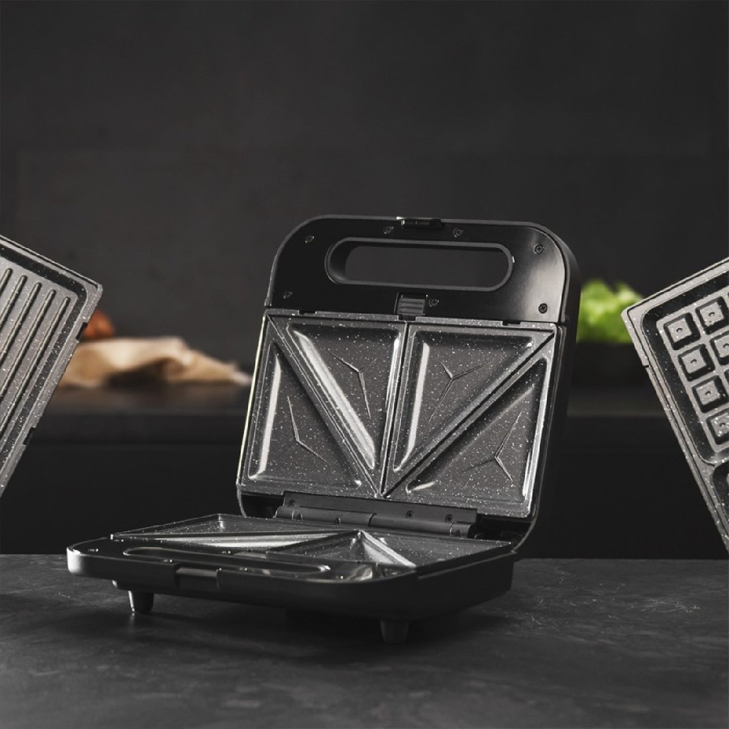 Sandwichera Con Placa Intercambiables Rock'n Toast 1000 3in1. 800 W, Capacidad 2 Sándwiches, Acabados Acero Inox, Revestimiento De Piedra, Incluye 3_3
