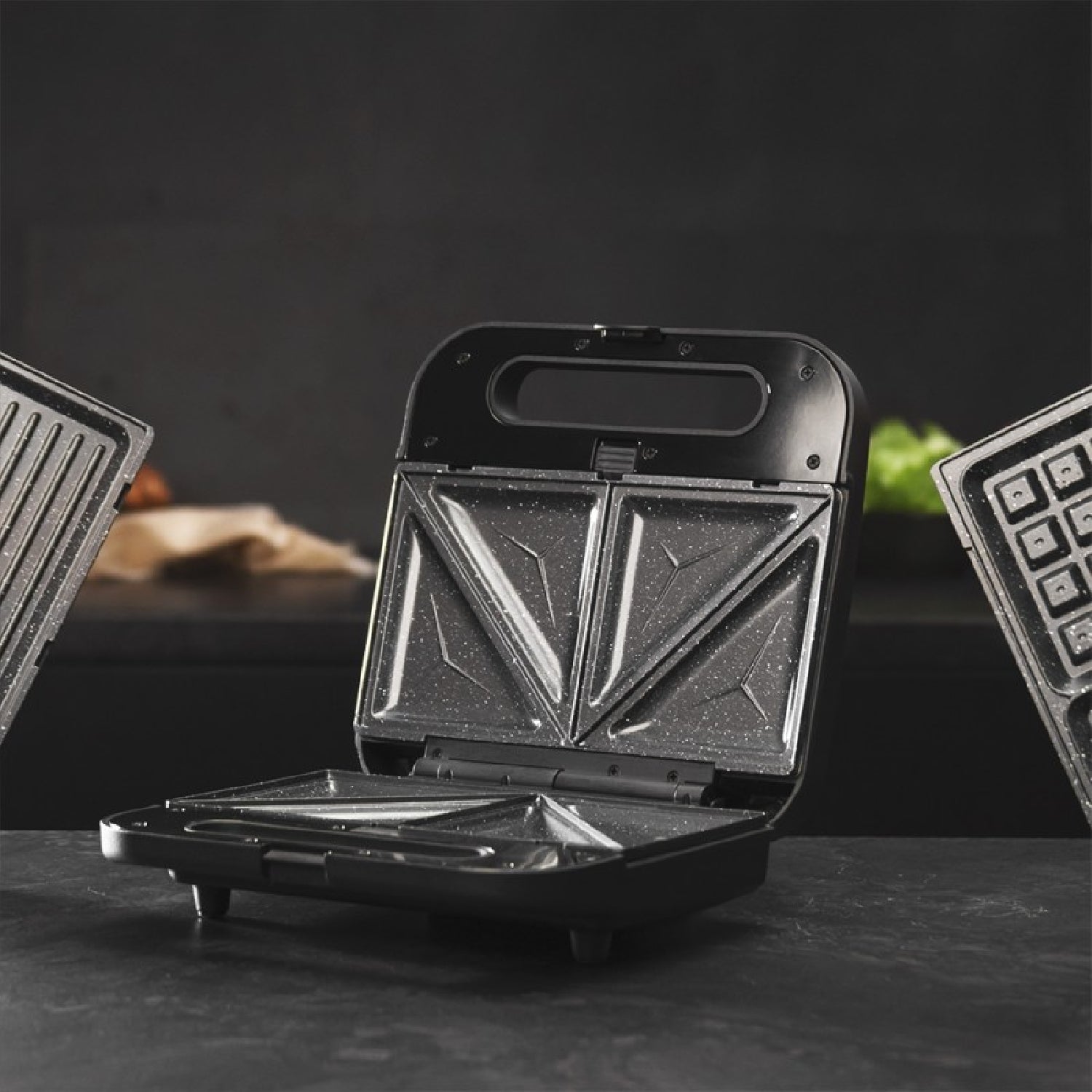 Sandwichera Con Placa Intercambiables Rock'n Toast 1000 3in1. 800 W, Capacidad 2 Sándwiches, Acabados Acero Inox, Revestimiento De Piedra, Incluye 3_3