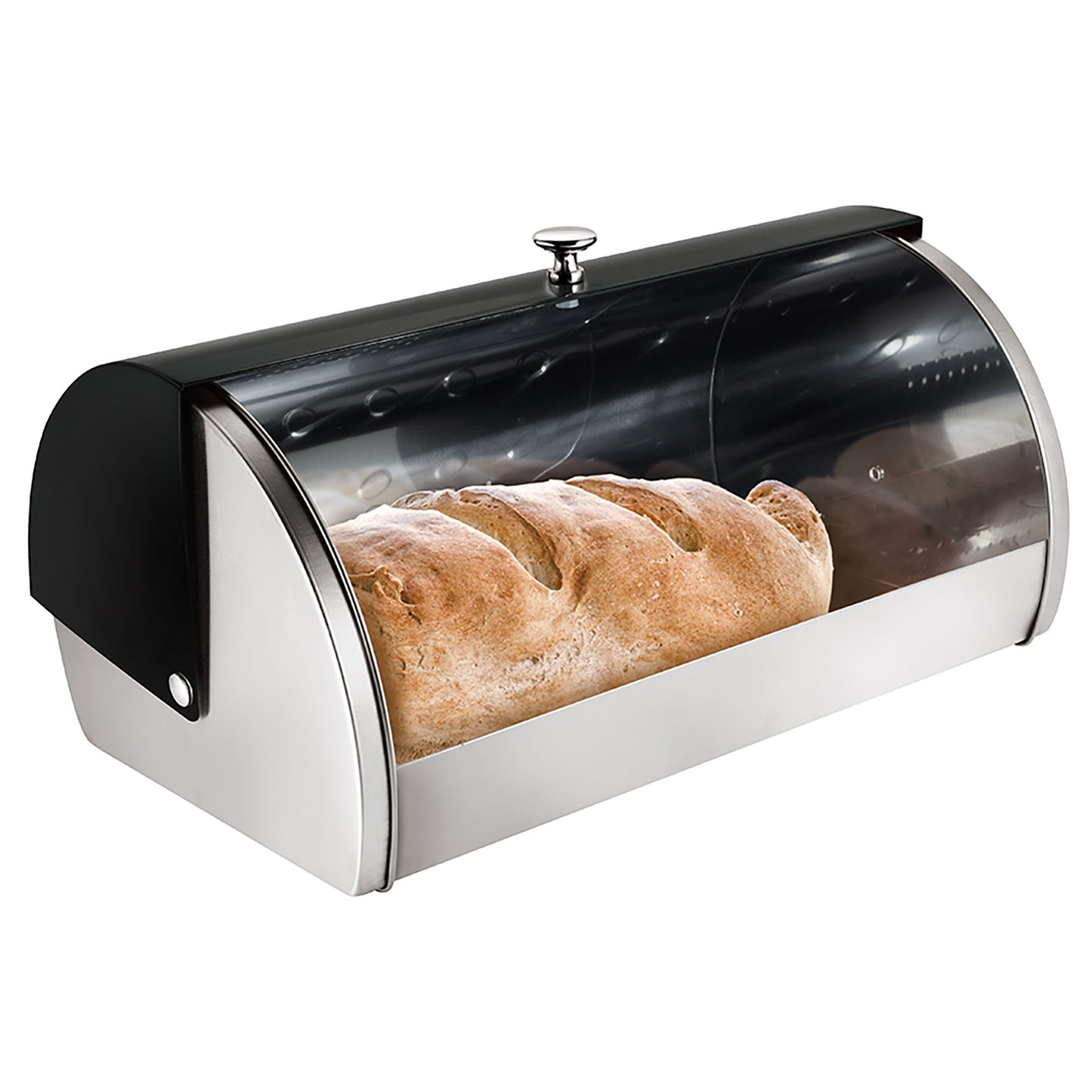 Panera De Mesa Para Guardar Pan Bollería, Tapa Deslizante, Acero Inoxidable, Diseño Moderno Berlinger Haus Black Silver, Acero Inoxidable / Negro_2