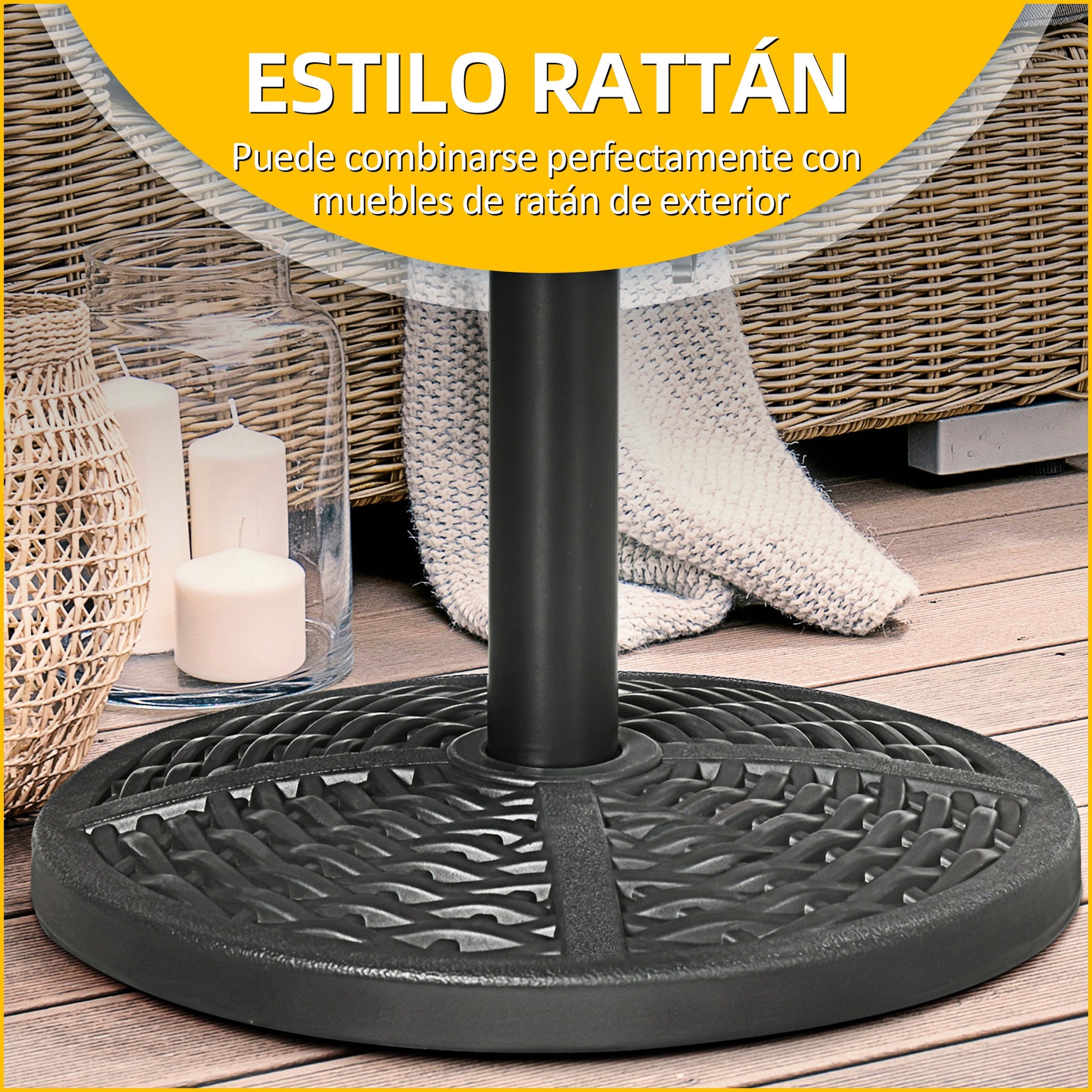 Outsunny Base De Sombrilla Redonda Con Relleno De Cemento Peso 9,5 Kg Negro_5