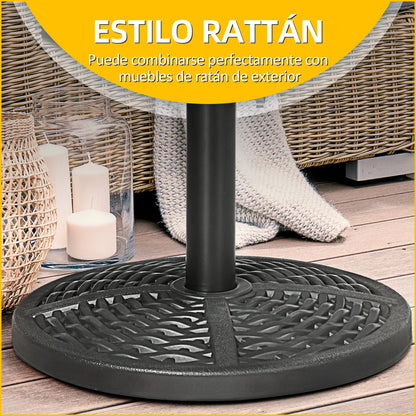 Outsunny Base De Sombrilla Redonda Con Relleno De Cemento Peso 9,5 Kg Negro_5