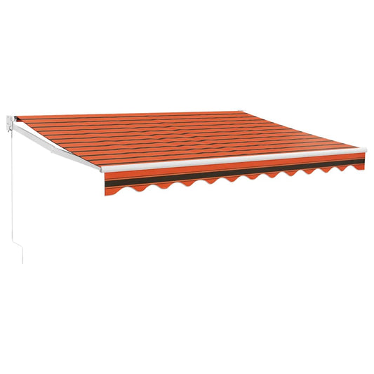 Toldo Retráctil Aluminio Y Tela Naranja Y Marrón 3,5x2,5 M_0