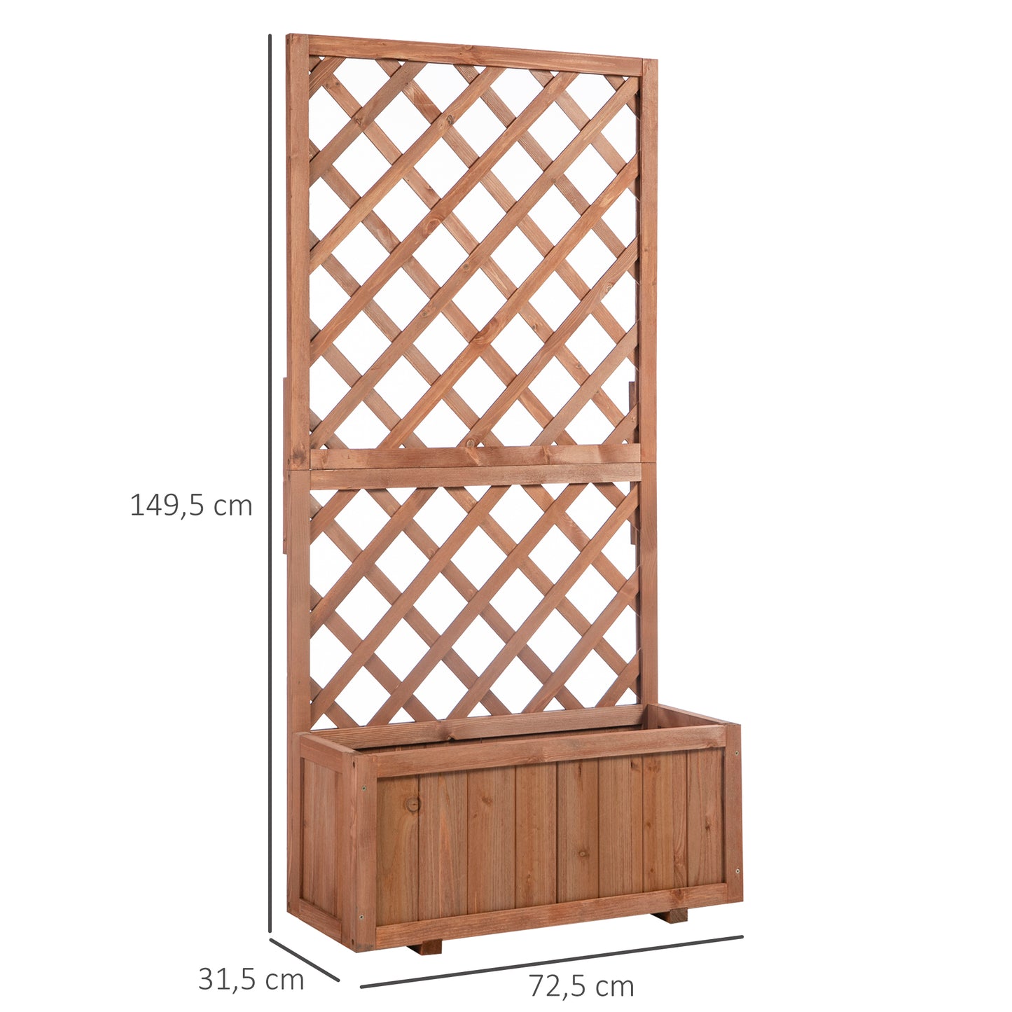 Outsunny Jardinera Con Enrejado De Madera Para Plantas Flores 72,5x31,5x149,5 Cm_2