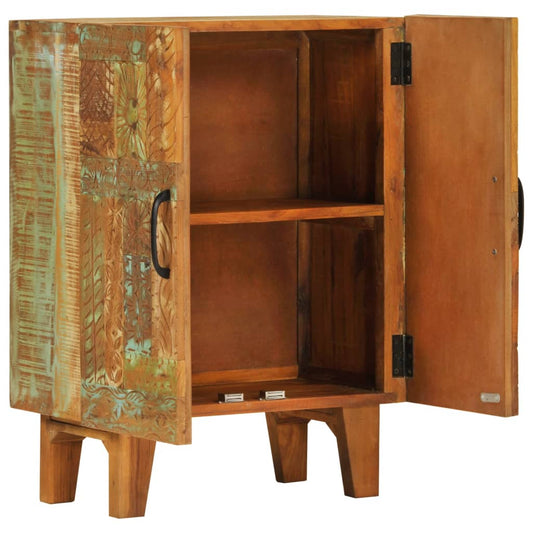 Aparador Tallado A Mano Madera Maciza Reciclada 55x30x75 Cm._0