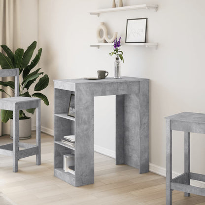 Mesa Alta Bar Con Estantes Madera Gris Hormigón 95x47x103,5 Cm_1