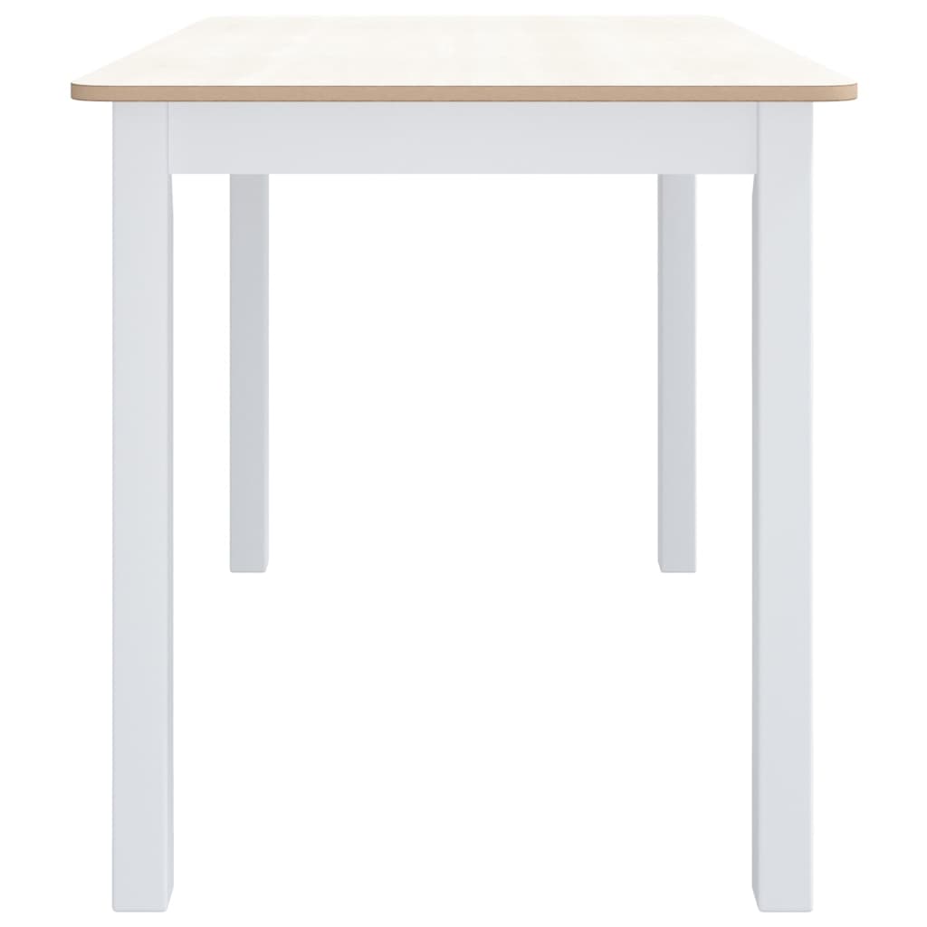 Mesa De Comedor Madera De Caucho Blanco Y Marrón 114x71x75 Cm_2