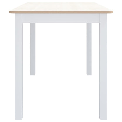 Mesa De Comedor Madera De Caucho Blanco Y Marrón 114x71x75 Cm_2