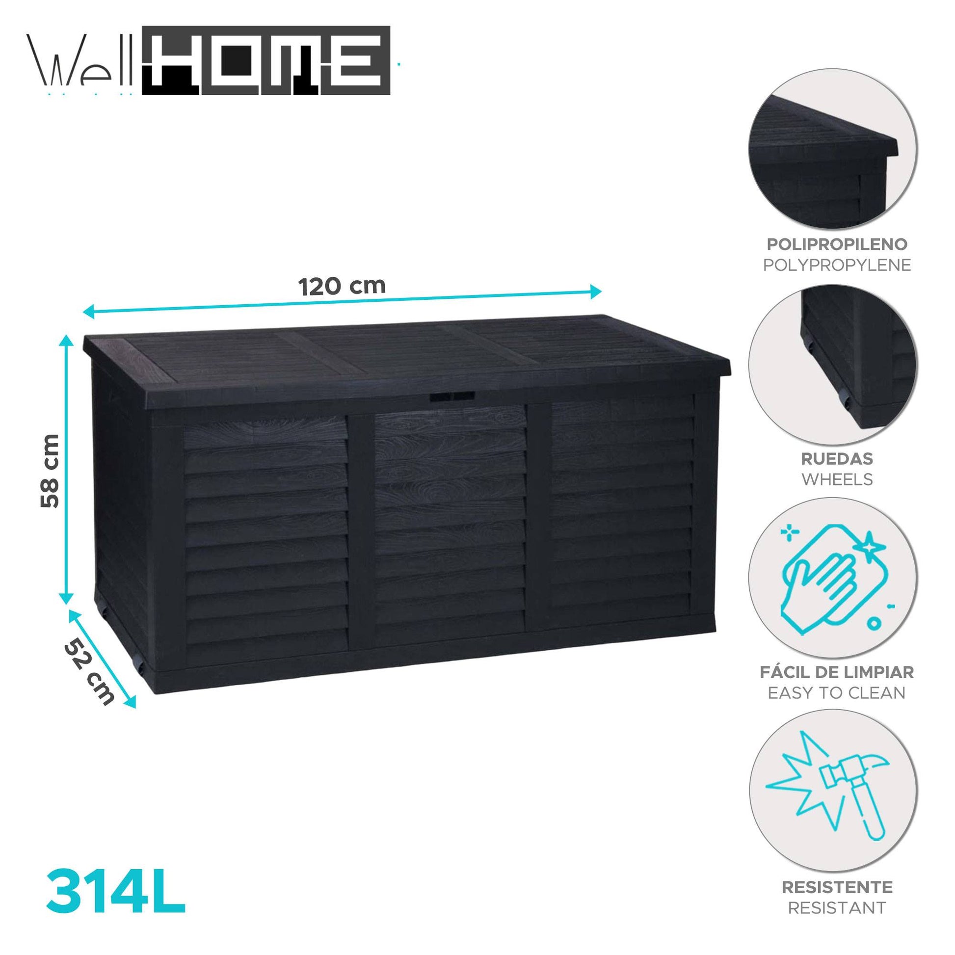 Well Home - Baúl De Jardín 'hippo' De 314l Ideal Para El Almacenamiento