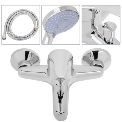 Kit De Grifo Monomando Horizontal Cromado Con Ahorro De Agua Para Ducha Con Alcachofa, Soporte Y Manguera_1