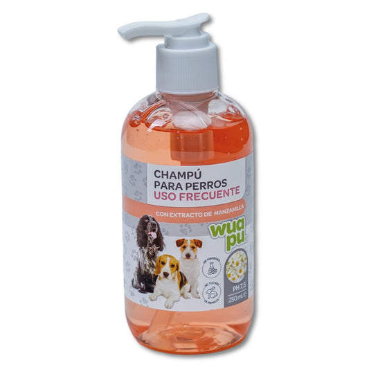 Champú Suave Wuapu Para Perro, Uso Frecuente Con Extracto De Manzanilla, Ph 7.5. Envase De 250 Ml_0