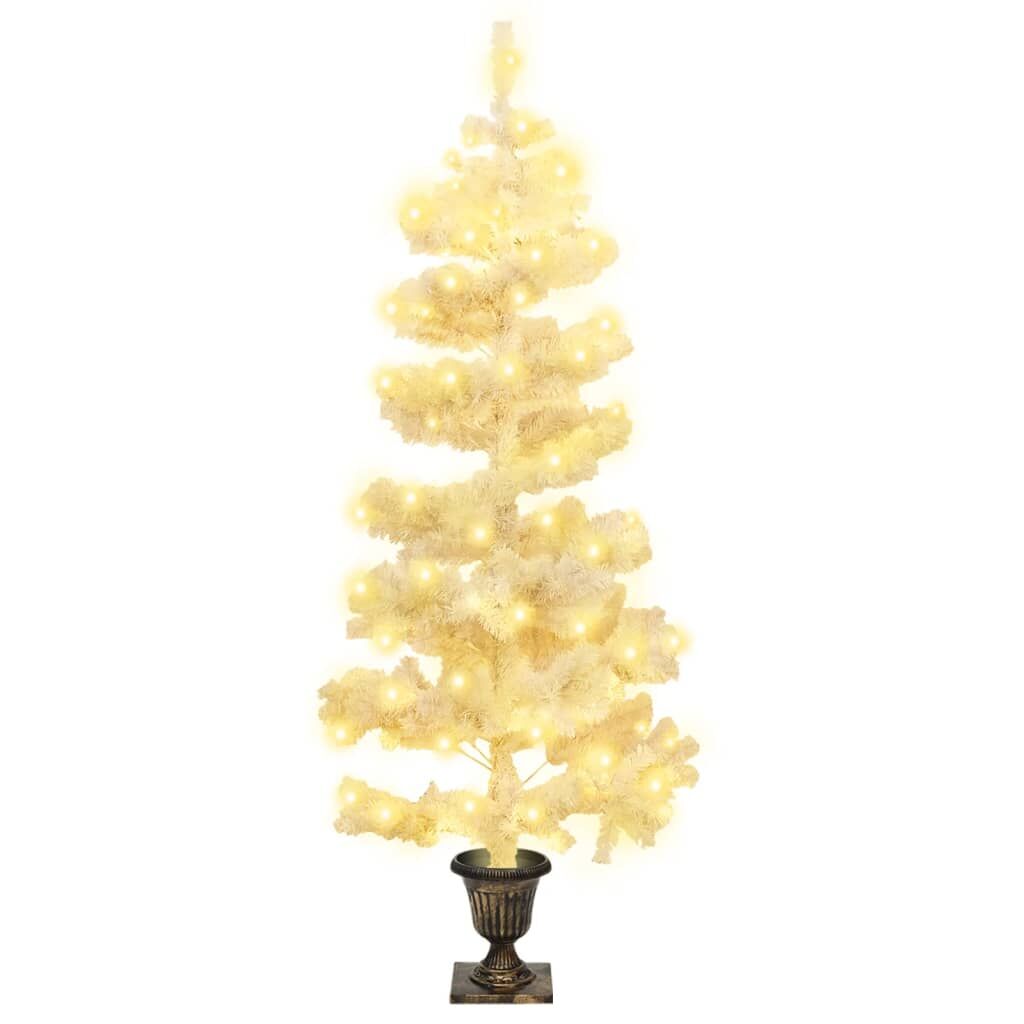 Vidaxl Árbol De Navidad En Espiral Con Luces Y Macetero Blanco 120 Cm_0