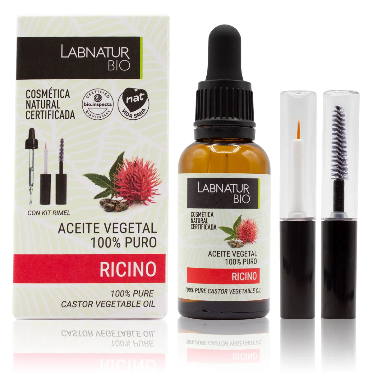 Aceite de Ricino Labnatur Bio 30 ml + Kit Rímel | Pestañas, Cejas, Cabello y Uñas | Nutre y Fortalece_0