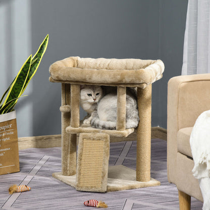 Pawhut Árbol Rascador Para Gatos Pequeños De 57 Cm Con Poste De Yute Rascador_4