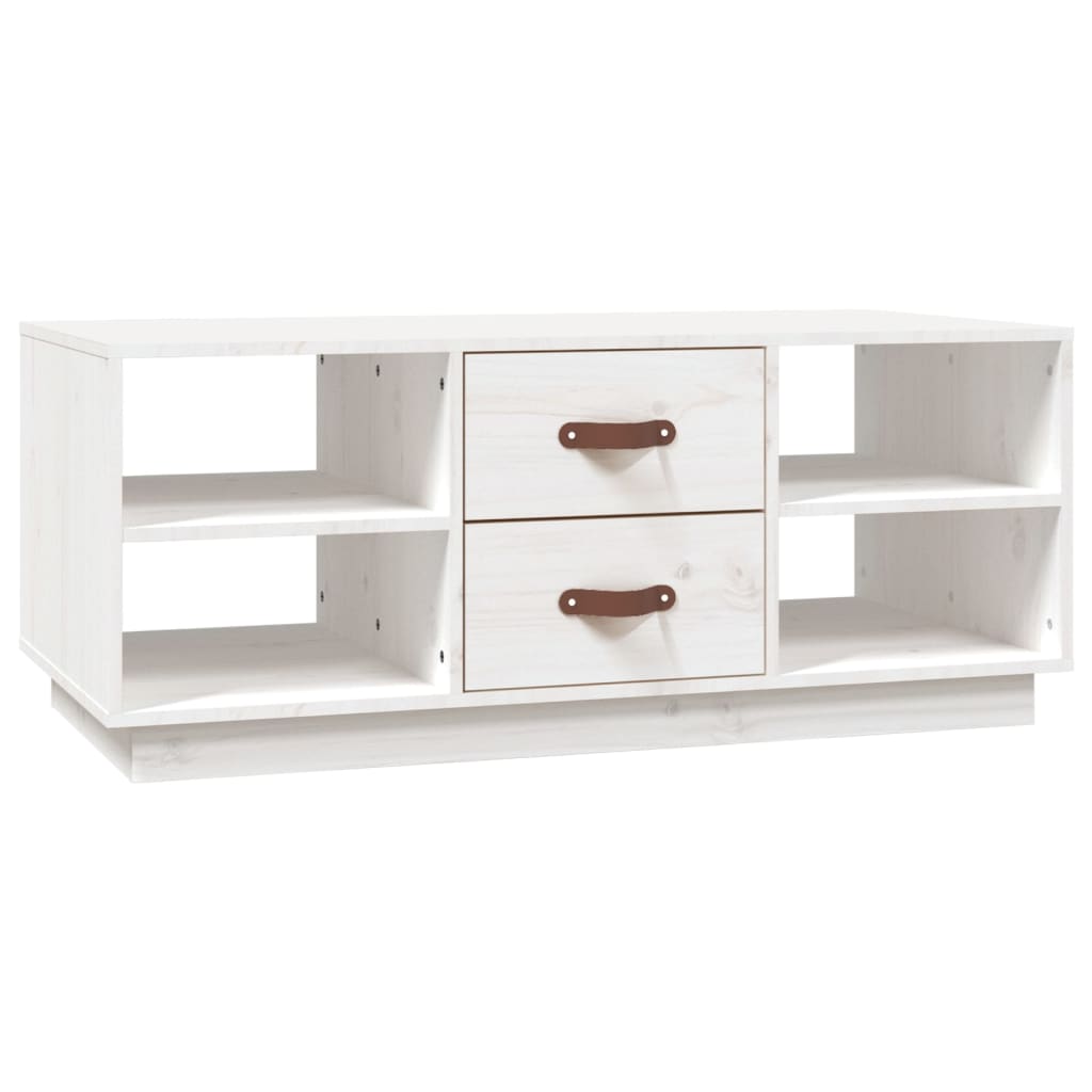 Mesa De Centro De Madera Maciza De Pino Blanco 100x50x41 Cm_0