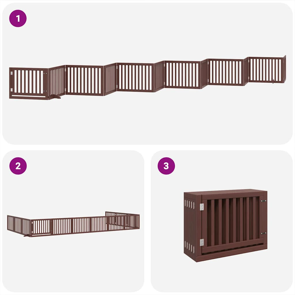 Vidaxl Puerta De Perros Plegable 12 Paneles Madera Álamo Marrón 960 Cm_3