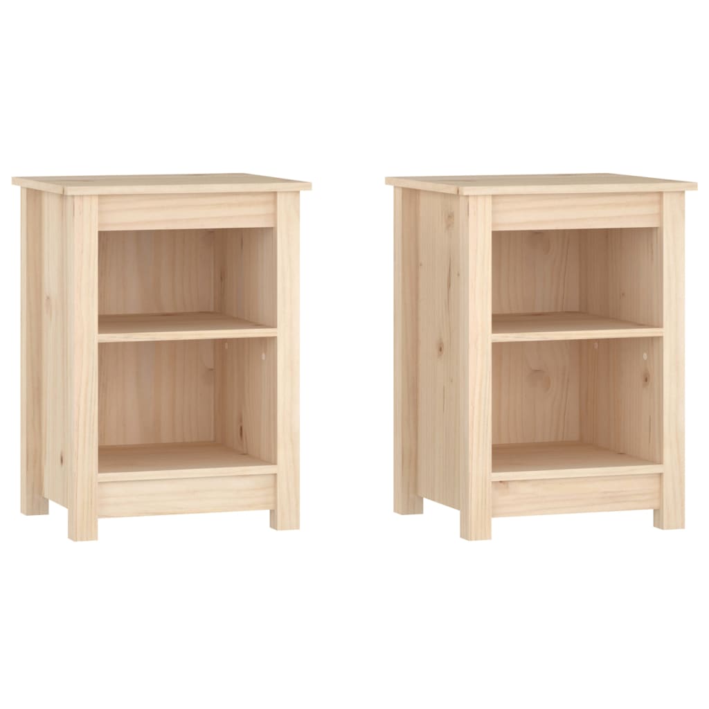 Mesitas De Noche 2 Uds Madera Maciza De Pino 40x35x55 Cm_0
