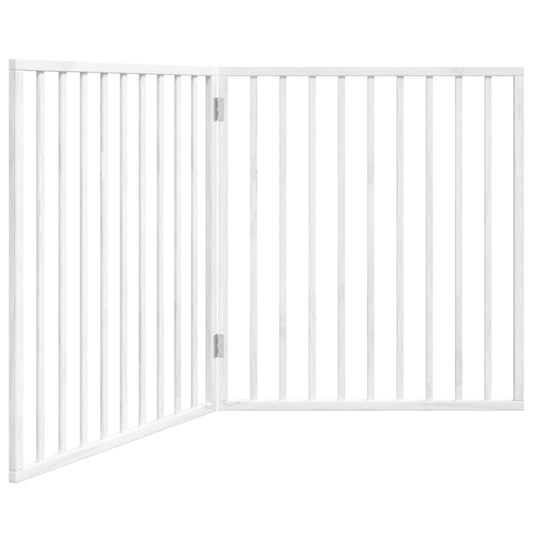 Vidaxl Puerta Para Perros Plegable De 2 Paneles, Madera De Álamo, Blanca, 160 Cm_0