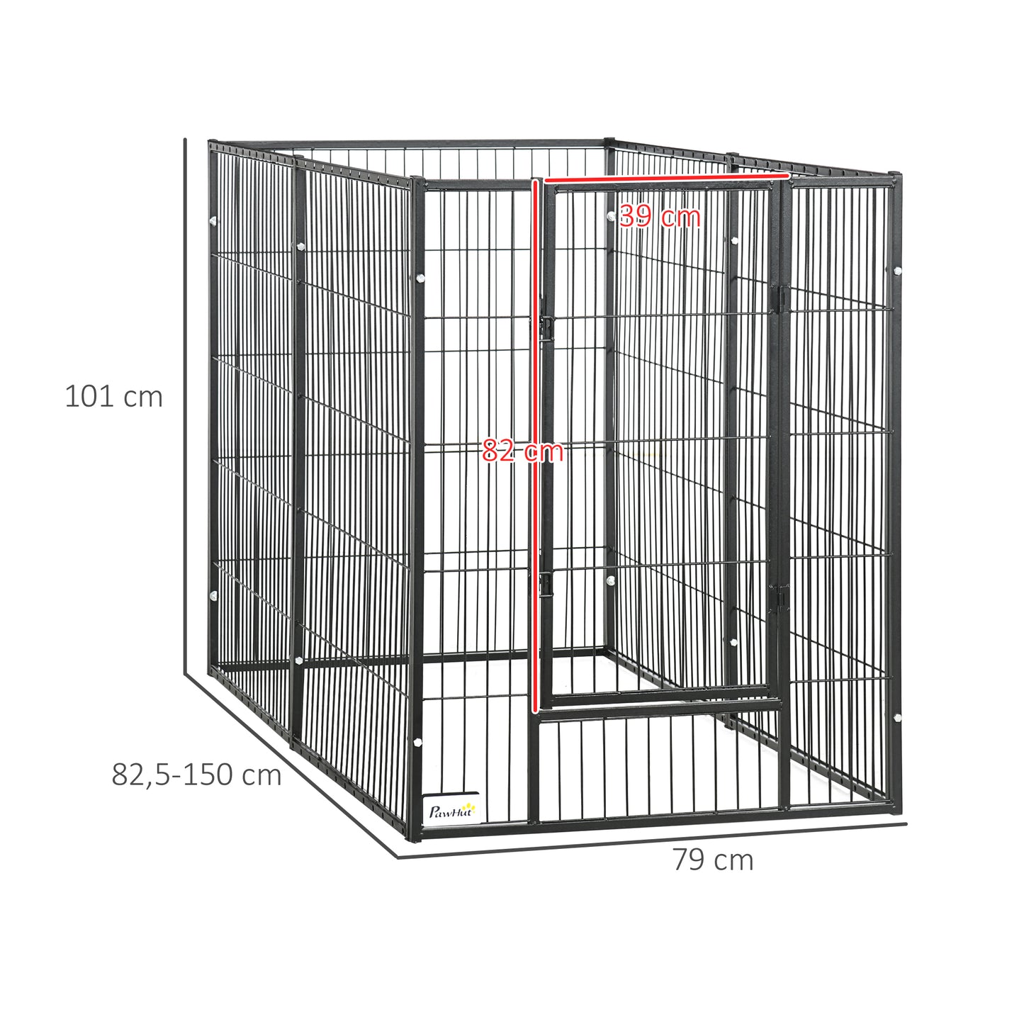Pawhut Parque Para Perros De 6 Paneles Ancho Ajustable 82,5-150x79x101 Cm Negro_2