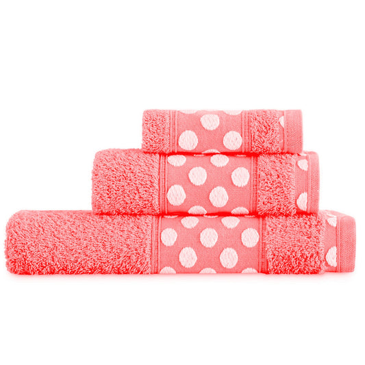 Juego De 3 Toallas De Baño De Algodón De Rizo 450 Gr/m2, De 50x30; 100x50; 150x100 Cm, Color Coral_0