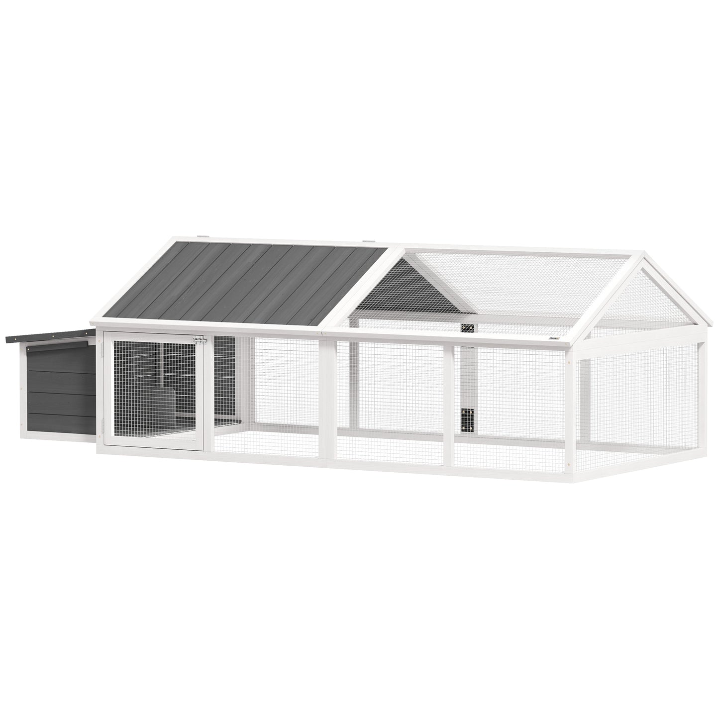 Pawhut Gallinero De Madera 240x112,5x76 Cm Con Techo Abatible Y Nido Blanco_0