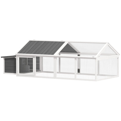 Pawhut Gallinero De Madera 240x112,5x76 Cm Con Techo Abatible Y Nido Blanco_0