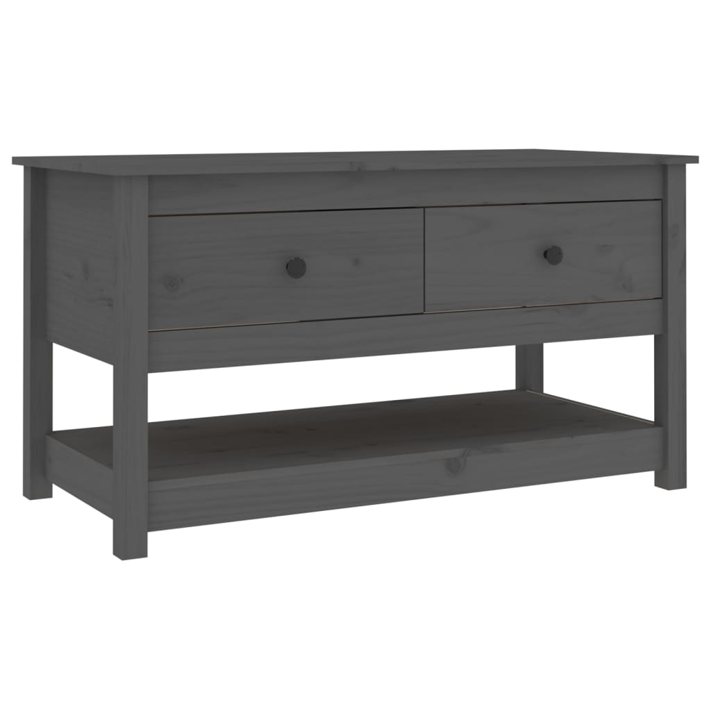 Mesa De Centro De Madera Maciza De Pino Gris 102x49x55 Cm_0