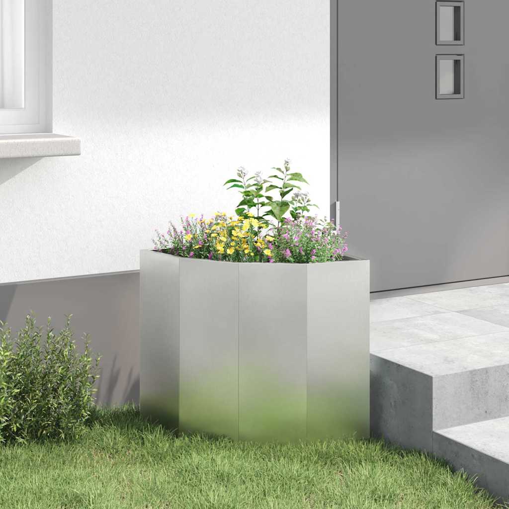 Macetero De Esquina Plateado 45 X 45 X 50 Cm Acero Inoxidable_3