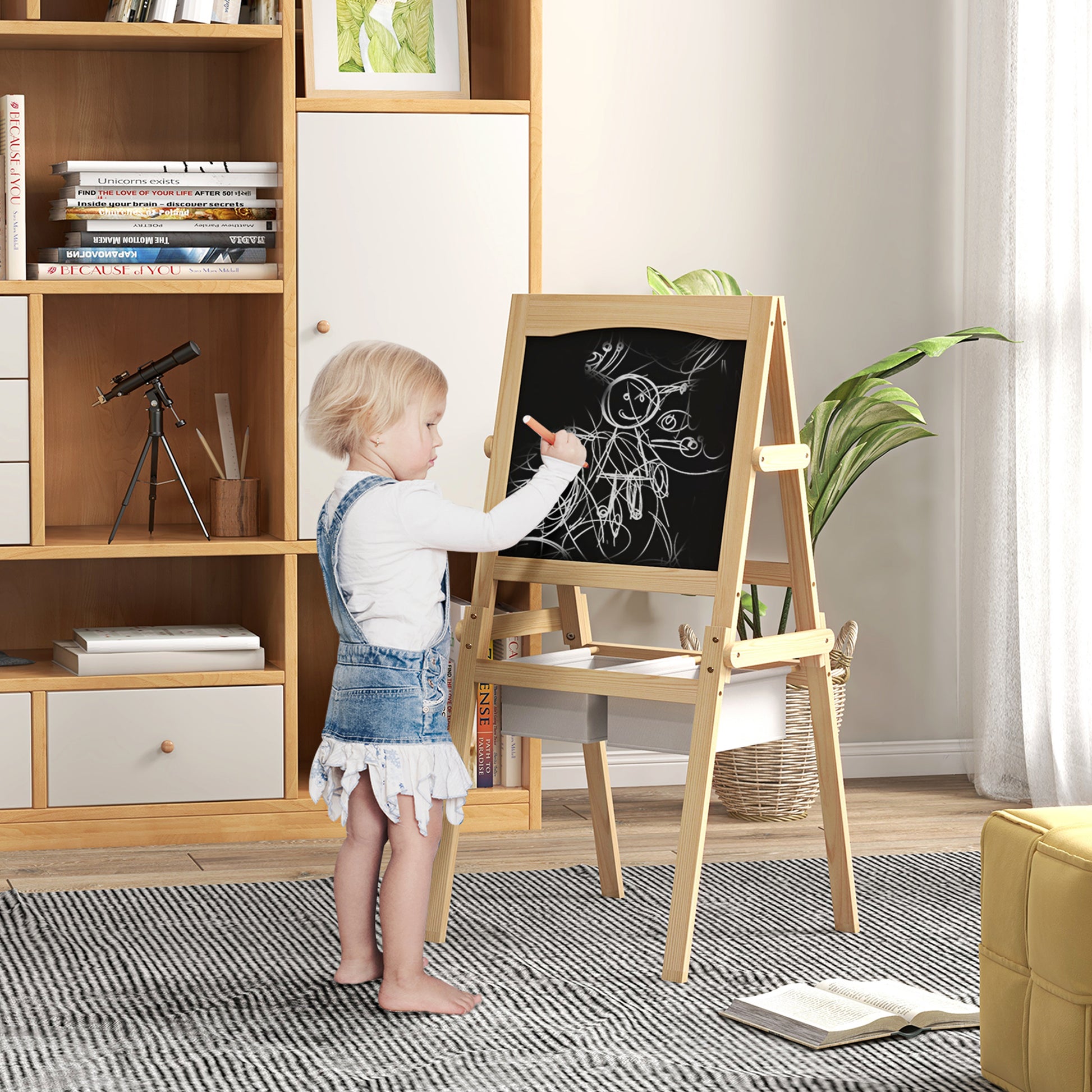 Aiyaplay Caballete Para Niños 3 En 1 Con Rollo De Papel 58x50,5x109 Cm Natural_1