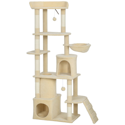 Pawhut Árbol Rascador Para Gatos Grande Altura 170 Cm Beige_0