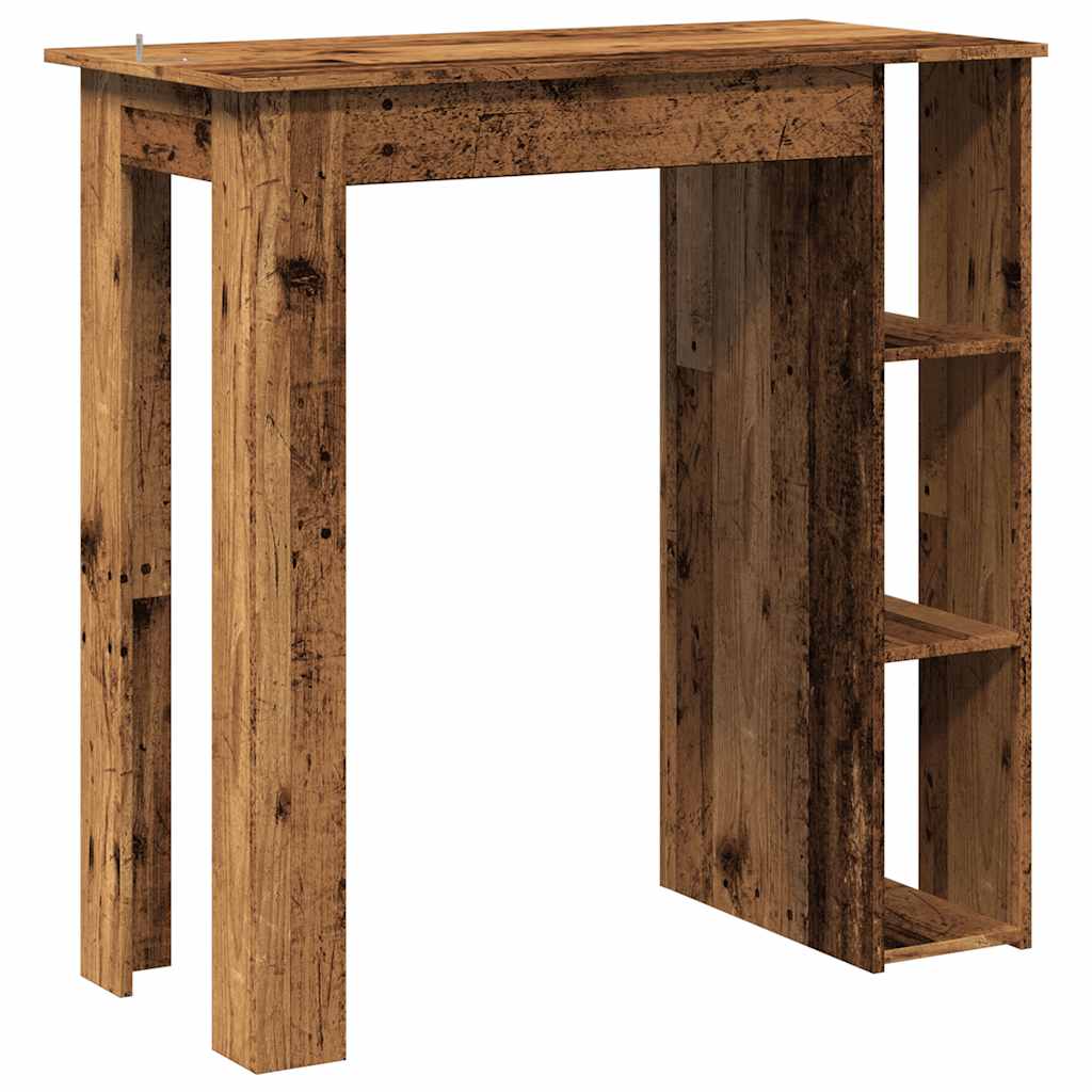 Mesa Bar Y Estante Madera Ingeniería Envejecida 102x50x103,5cm_4