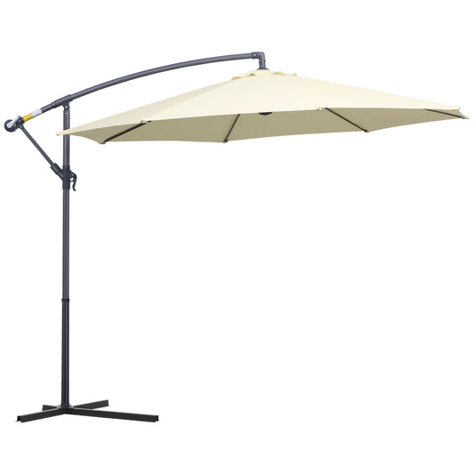 Outsunny Sombrilla De Jardín Ø300x250cm Inclinable Manivela Base Cruzada Beige_0