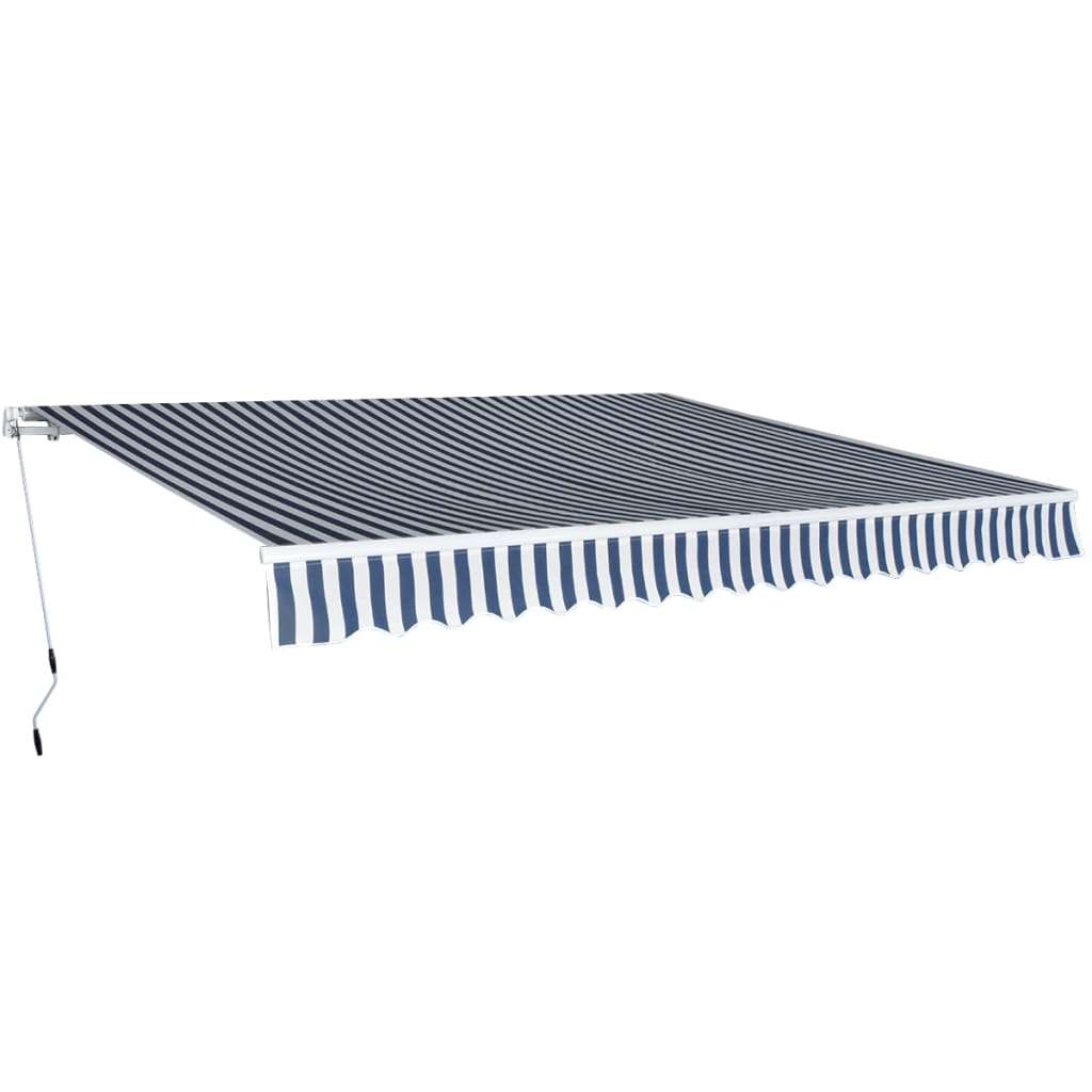 Toldo Plegable De Operación Manual 400 Cm Azul Y Blanco_1