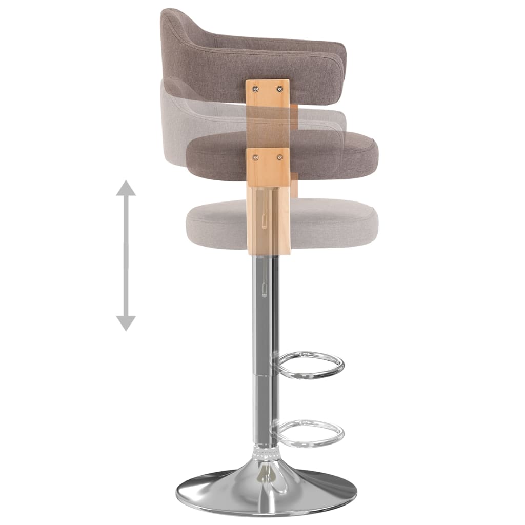 Taburetes De Bar 2 Unidades Gris Taupe Madera Curvada Y Tela_4