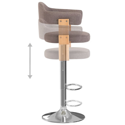 Taburetes De Bar 2 Unidades Gris Taupe Madera Curvada Y Tela_4