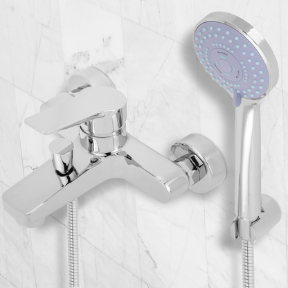 Kit De Grifo Monomando Horizontal Cromado Con Ahorro De Agua Para Ducha Con Alcachofa, Manguera Y Soporte_2