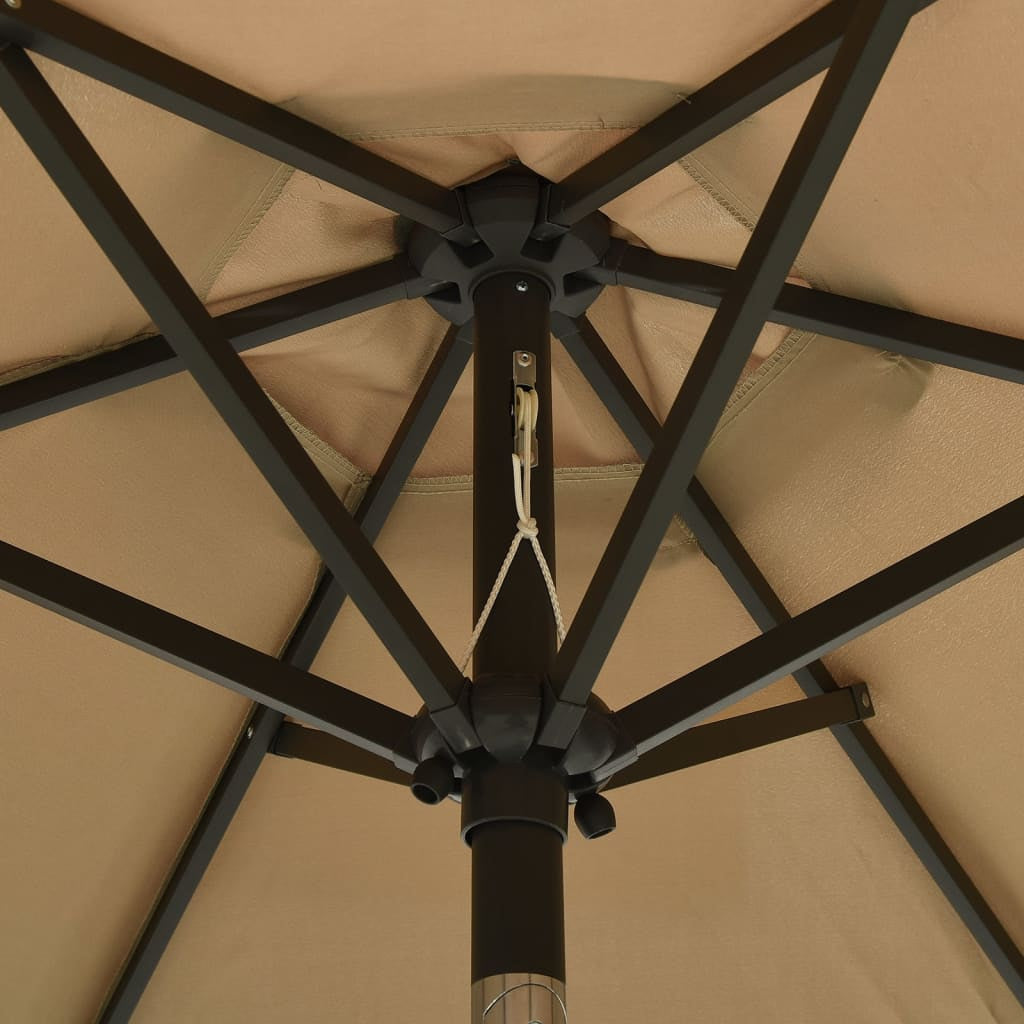 Vidaxl Sombrilla De Jardín Con Luces Led Aluminio Taupe 200x211 Cm_4