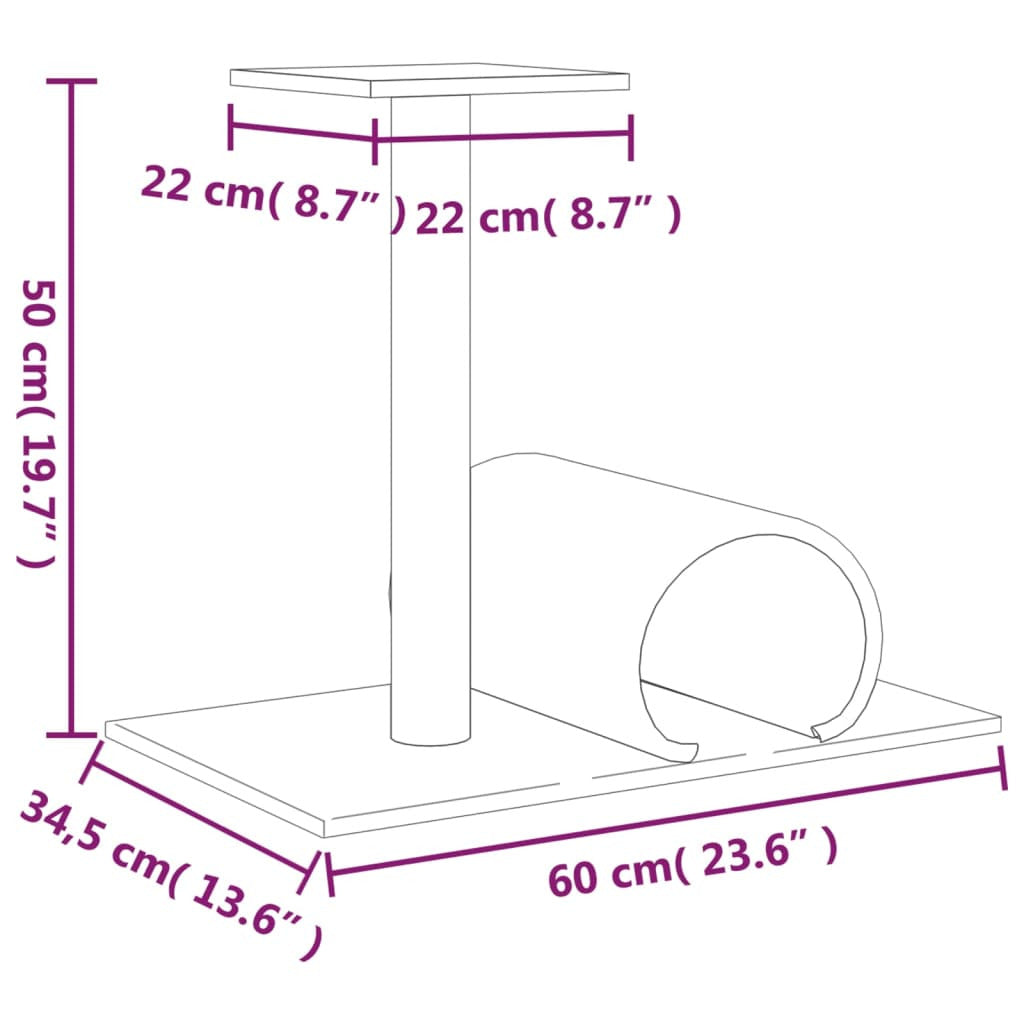 Vidaxl Poste Rascador Para Gatos Con Túnel Crema 60x34,5x50 Cm_2