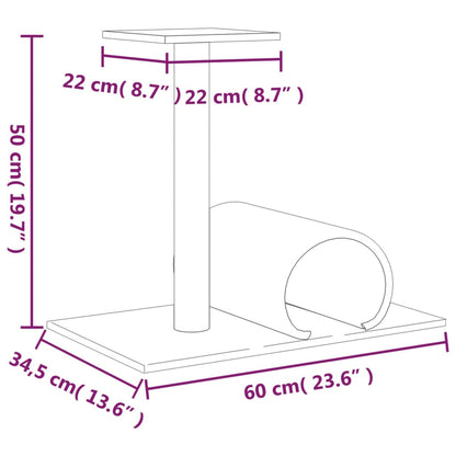 Vidaxl Poste Rascador Para Gatos Con Túnel Crema 60x34,5x50 Cm_2