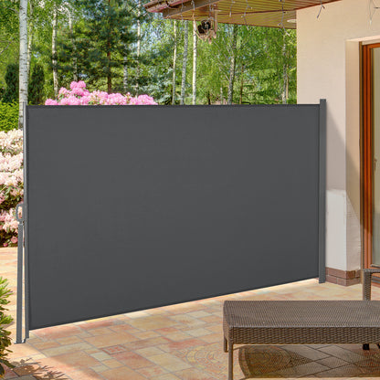 Outsunny Toldo Lateral Retráctil 300x160 Cm Pantalla Enrollable Para Jardín Gris_1