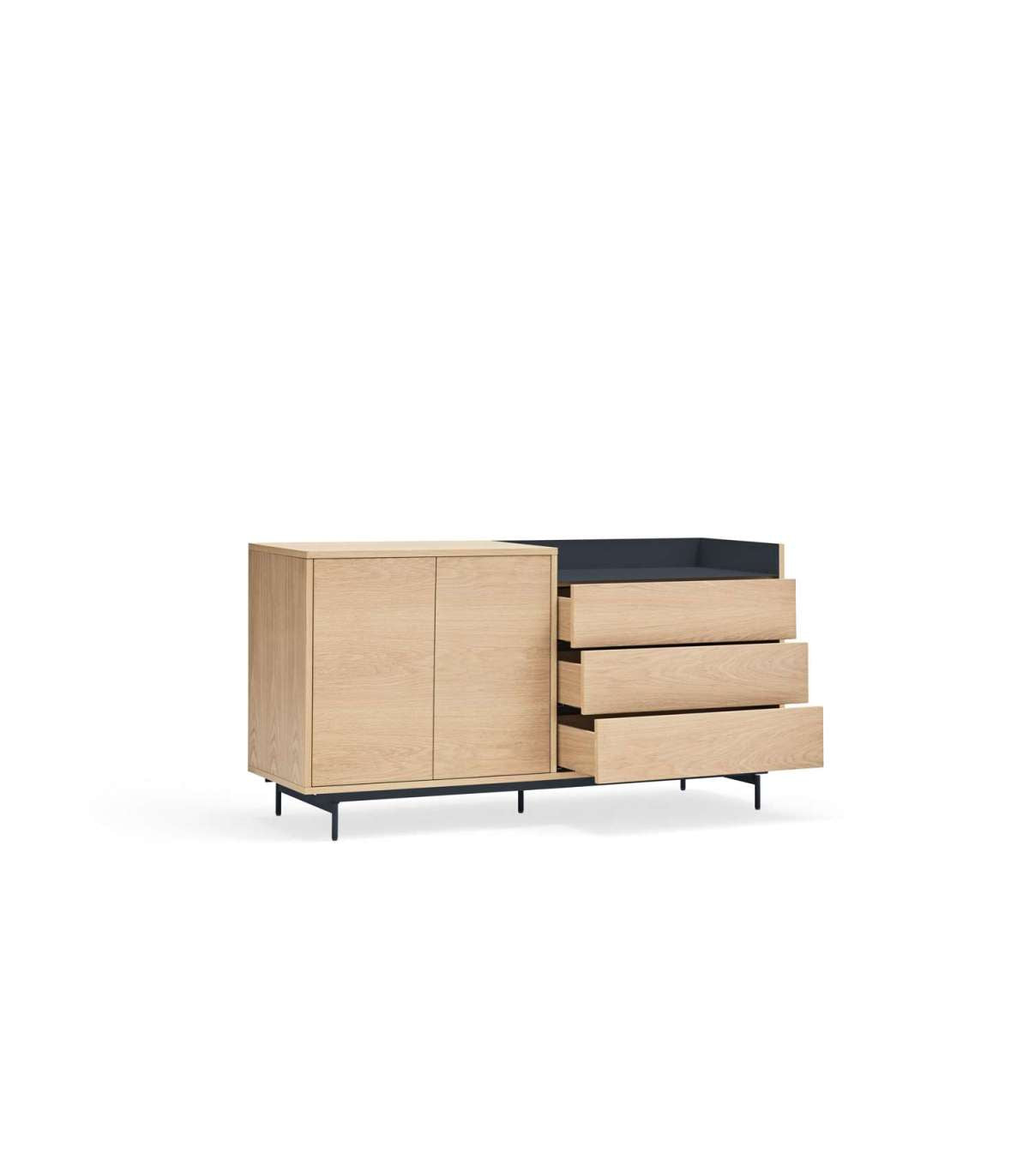 Mueble Aparador Para Comedor Modelo Valley 2 Puertas 3 Cajones Acabado Roble/azul Oscuro,_3