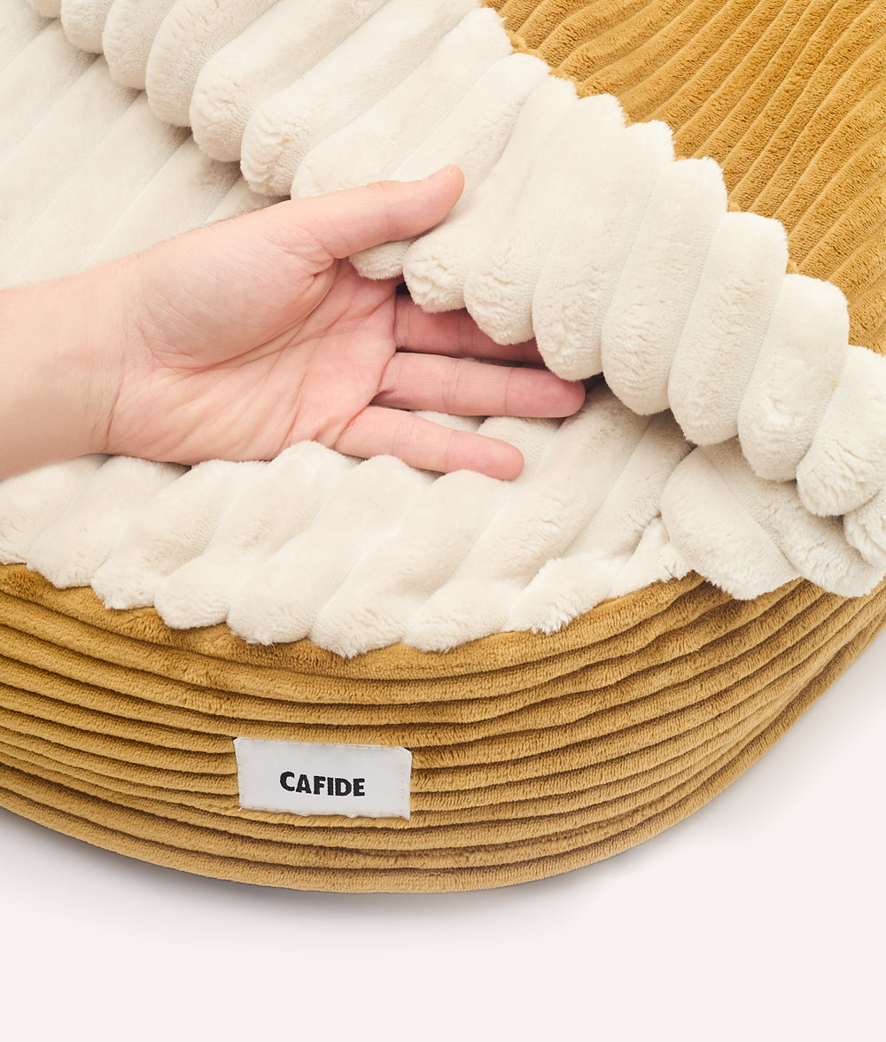 Cafide Cama Con Capucha Para Perro Con Tejido De Pana Naranja. Modelo Maso. Talla M (60x80x10 Cm)_4