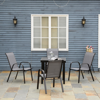 Outsunny Juego De 4 Sillas De Jardín Exterior 54x75,5x95 Cm Gris_1