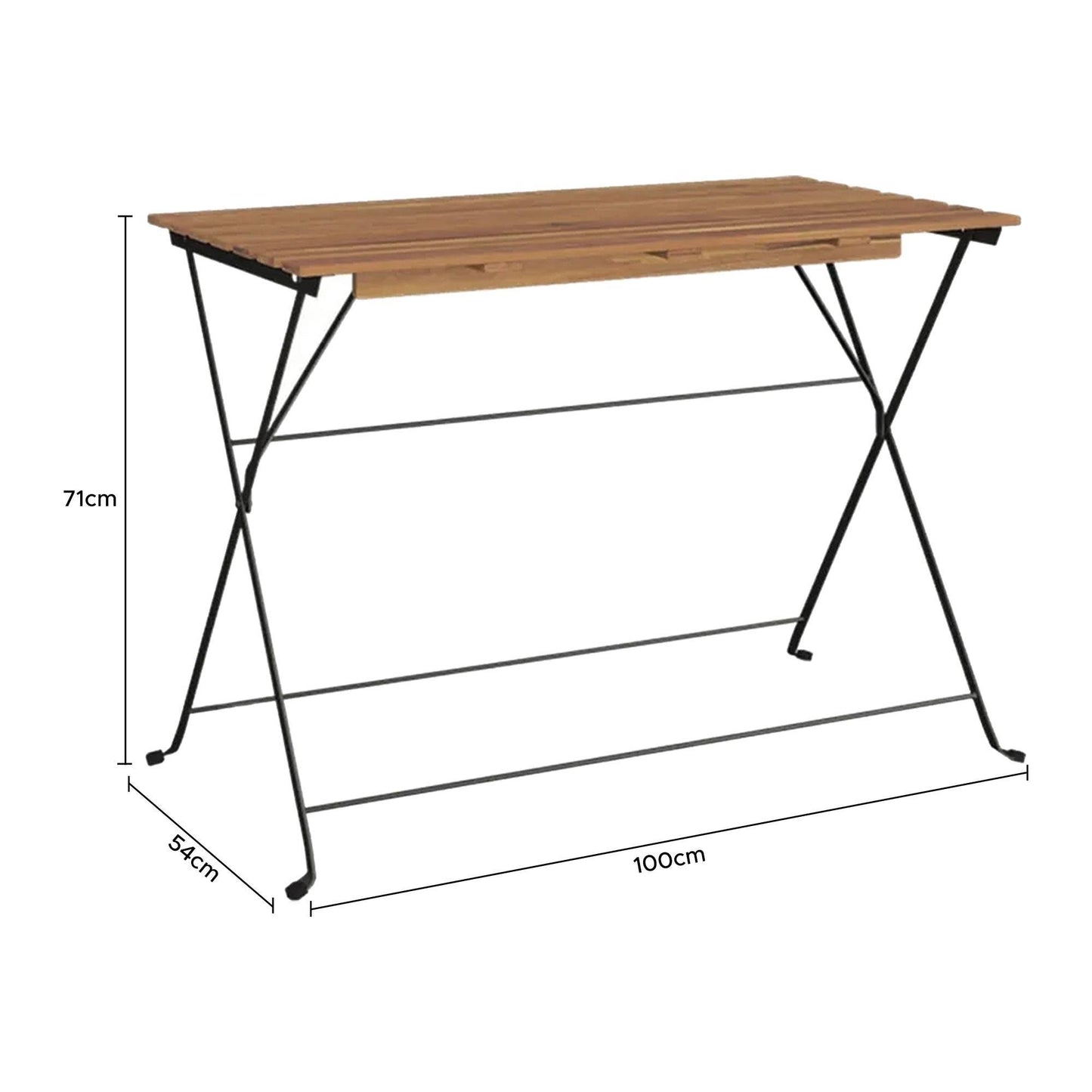 Well Home - Juego 'bistro' Mesa Y 4 Sillas En Madera Y Acero Negro