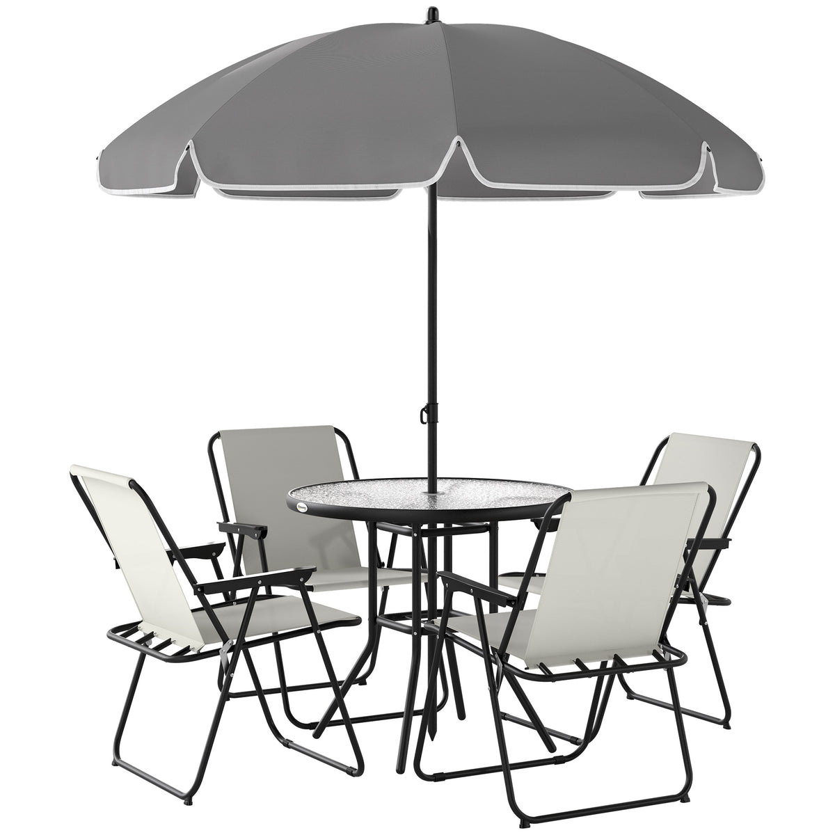 Conjunto De Jardín Outsunny Acero, Textilene Crema 80x80x70 Cm_0