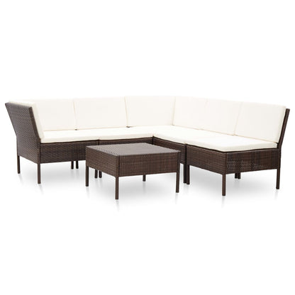 Vidaxl Set Muebles De Jardín 6 Piezas Y Cojines Ratán Sintético Marrón_0
