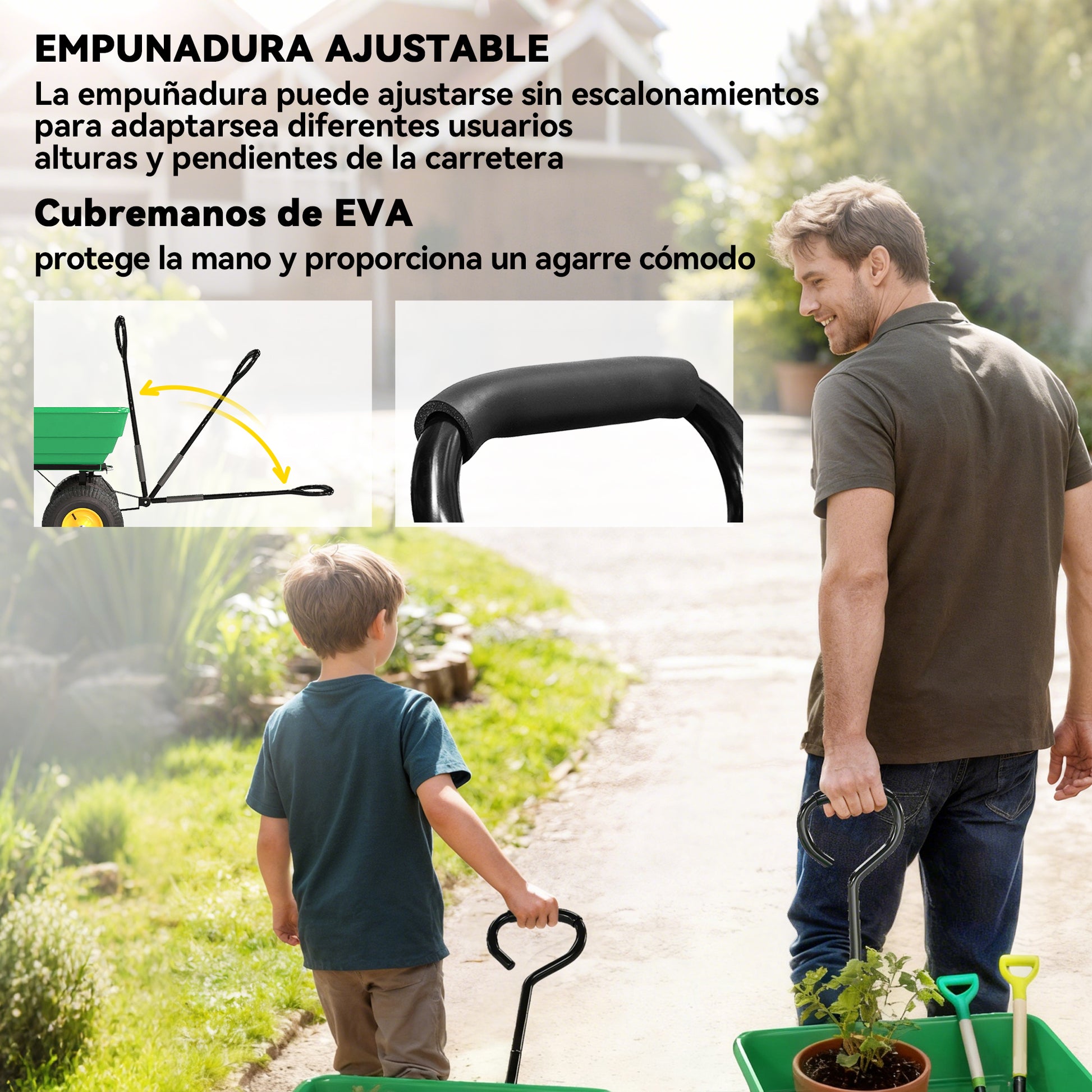 Outsunny Carro De Jardín Con Carrocería Inclinable 109x52x94 Cm Verde Oscuro_5